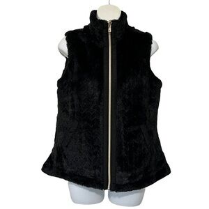 Casual Identity Black Faux Fur Reversible Vest Size PS
